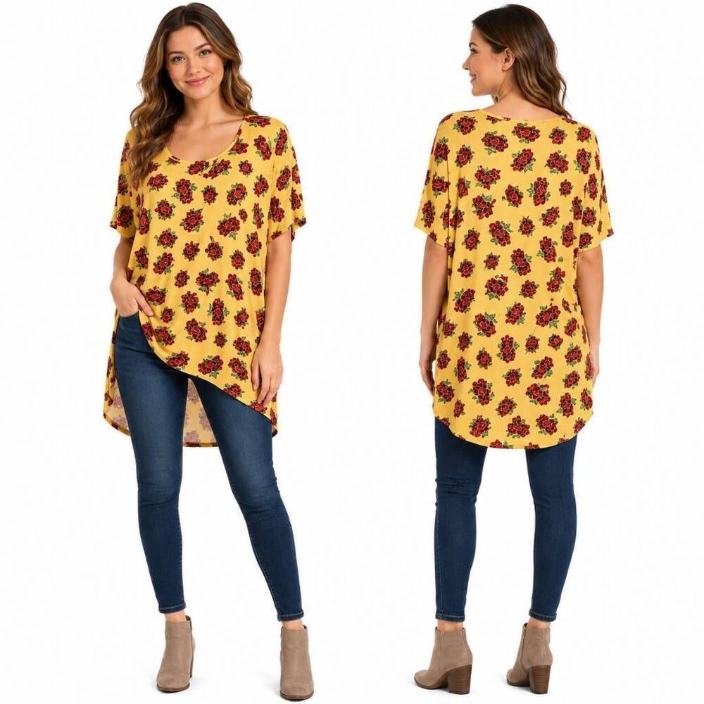 LulaRoe XS Yellow Floral Top